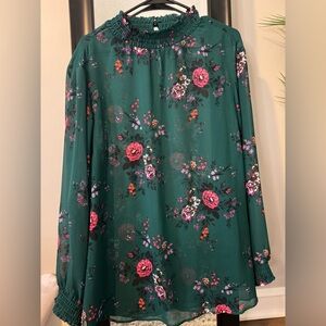 Torrid Green Floral Blouse